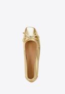 Leather ballerina shoes with bow detail, gold, 96-D-950-G-36, Photo 4