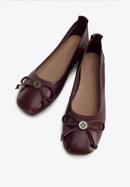 Leather ballerina shoes with bow detail, burgundy, 96-D-950-3-39, Photo 5