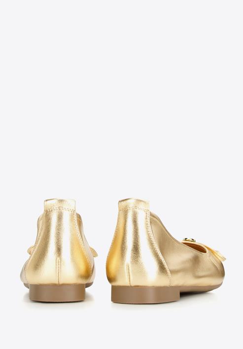 Leather ballerina shoes with bow detail, gold, 96-D-950-3-37, Photo 5