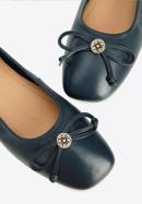 Leather ballerina shoes with bow detail, navy blue, 96-D-950-N-38, Photo 7