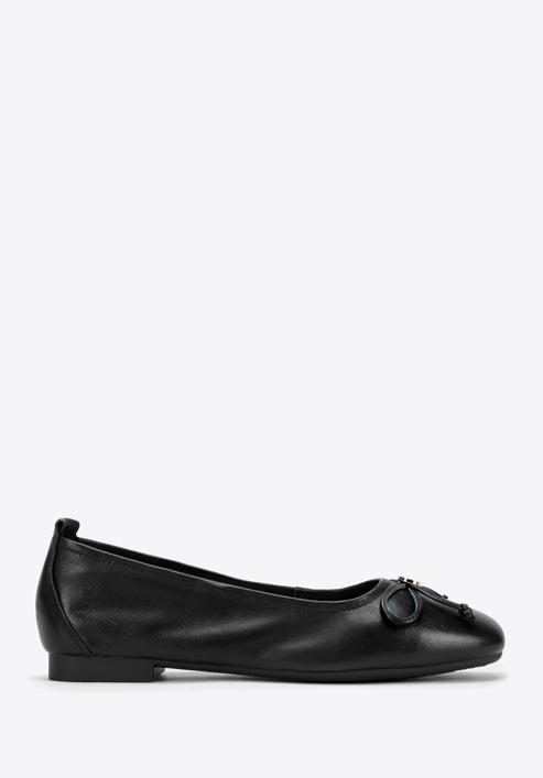 Leather ballerina shoes with buckle detail, black, 97-D-950-9-36, Photo 1