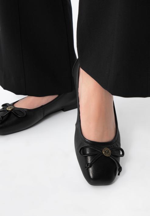 Leather ballerina shoes with buckle detail, black, 97-D-950-9-37, Photo 15