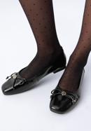 Leather ballerina shoes with buckle detail, black-gold, 97-D-950-1-39, Photo 15