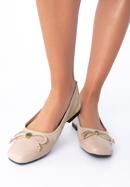 Leather ballerina shoes with buckle detail, beige, 97-D-950-N-35, Photo 15
