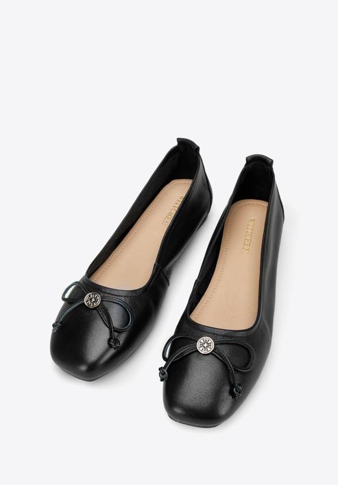 Leather ballerina shoes with buckle detail, black, 97-D-950-1L-38, Photo 2