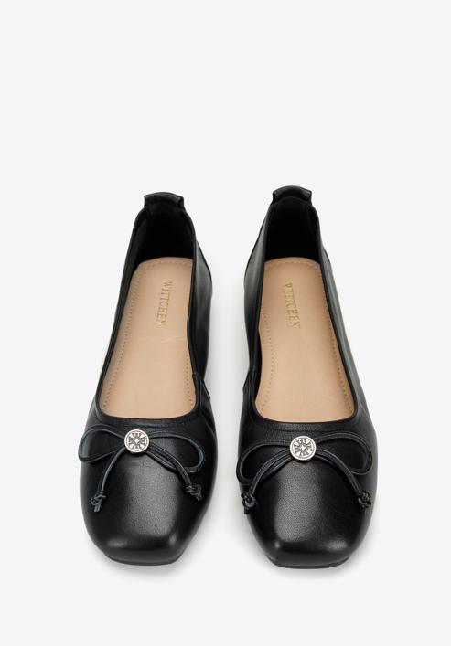 Leather ballerina shoes with buckle detail, black, 97-D-950-1L-36, Photo 3