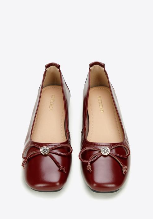 Leather ballerina shoes with buckle detail, burgundy, 97-D-950-1L-40, Photo 3