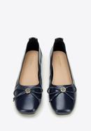 Leather ballerina shoes with buckle detail, navy blue, 97-D-950-3L-38, Photo 3