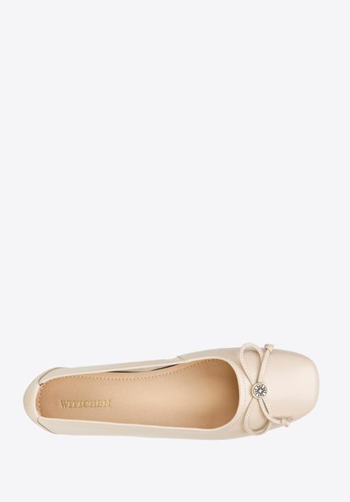 Leather ballerina shoes with buckle detail, beige, 97-D-950-1L-35, Photo 5
