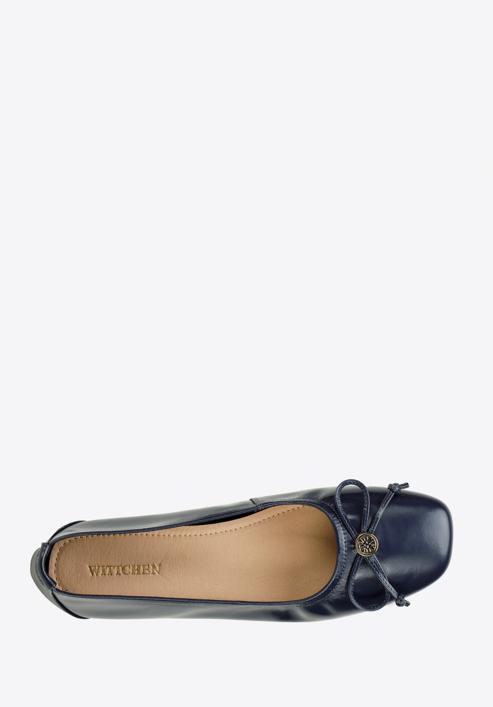 Leather ballerina shoes with buckle detail, navy blue, 97-D-950-1L-38, Photo 5