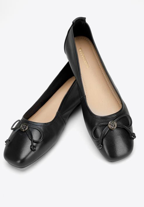 Leather ballerina shoes with buckle detail, black, 97-D-950-1L-38, Photo 7