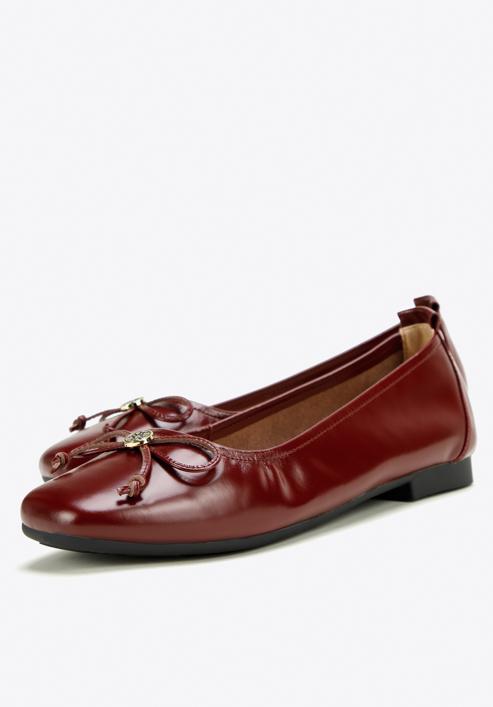 Leather ballerina shoes with buckle detail, burgundy, 97-D-950-1-39, Photo 7