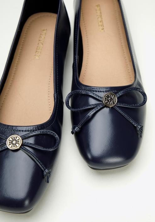 Leather ballerina shoes with buckle detail, navy blue, 97-D-950-3L-38, Photo 7