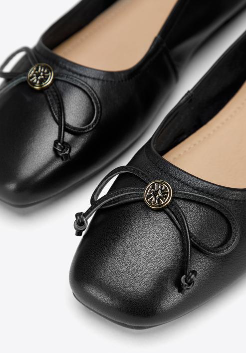 Leather ballerina shoes with buckle detail, black, 97-D-950-1L-35, Photo 8