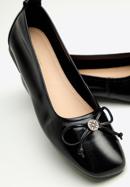 Leather ballerina shoes with buckle detail, black-gold, 97-D-950-1-39, Photo 8