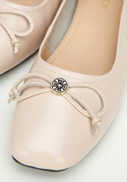 Leather ballerina shoes with buckle detail, beige, 97-D-950-1L-36, Photo 8