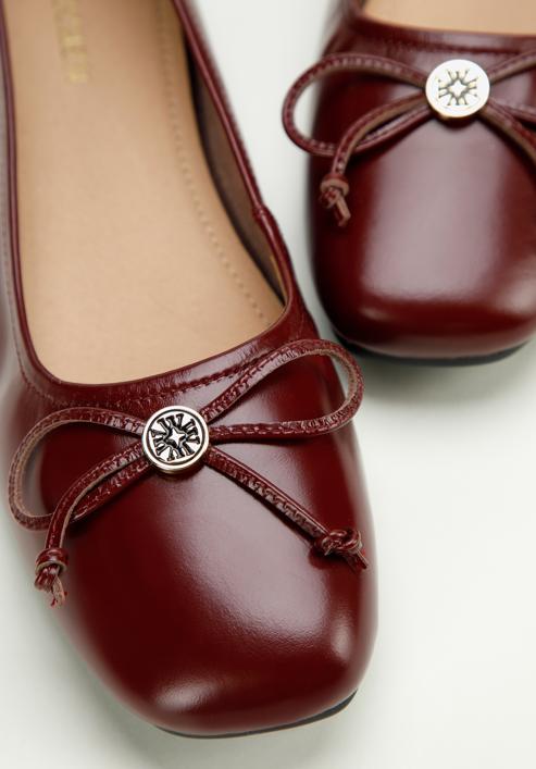 Leather ballerina shoes with buckle detail, burgundy, 97-D-950-3L-39, Photo 9
