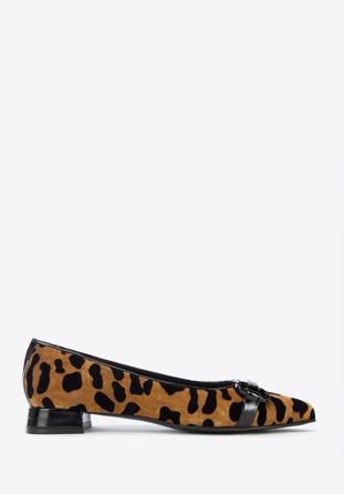 Animal print suede ballerina shoes, brown-black, 97-D-102-4-35, Photo 1