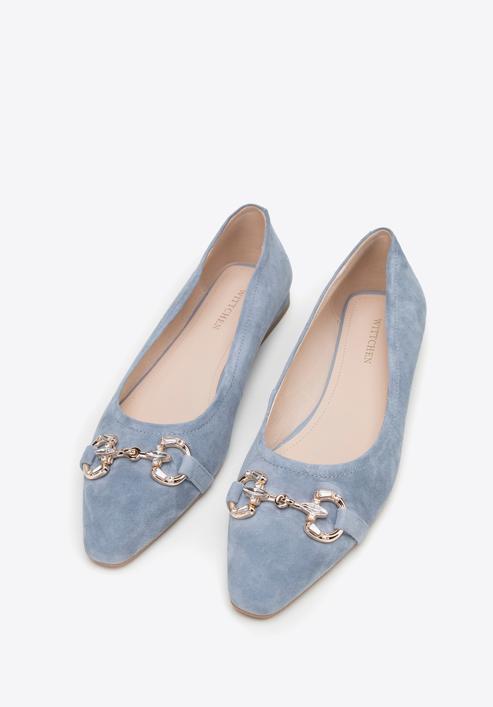 Suede horsebit ballerina shoes, blue, 98-D-956-F-40, Photo 2