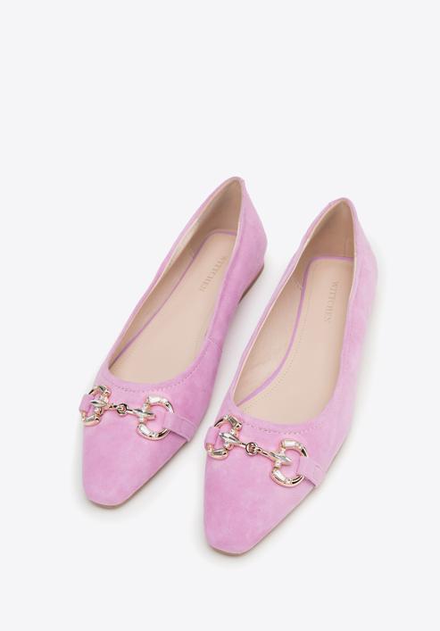 Suede horsebit ballerina shoes, light pink, 98-D-956-F-39, Photo 2