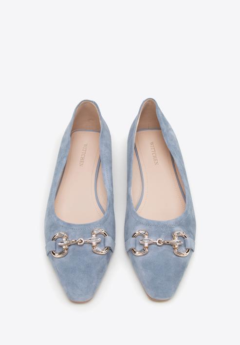 Suede horsebit ballerina shoes, blue, 98-D-956-7-35, Photo 3