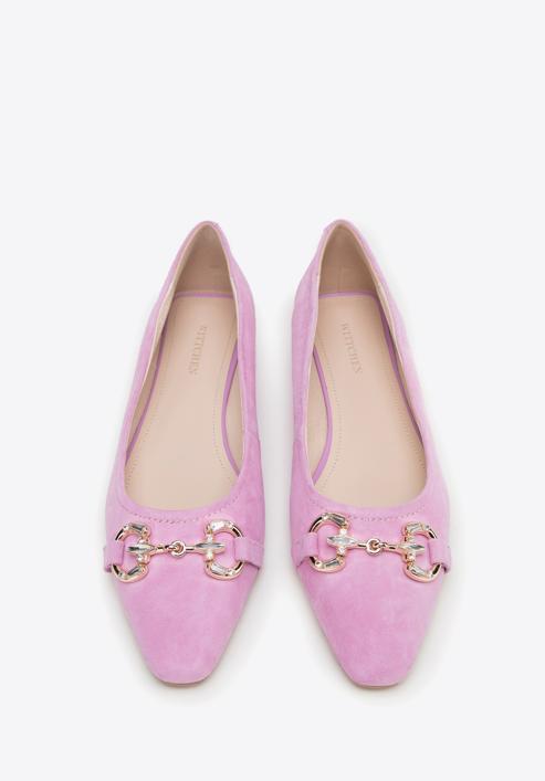 Suede horsebit ballerina shoes, light pink, 98-D-956-F-40, Photo 3