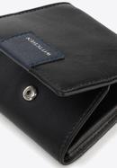 Leather coin case with logo patch detail, black-navy blue, 26-1-433-17, Photo 4