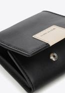 Leather coin case with logo patch detail, black-beige, 26-1-433-19, Photo 4