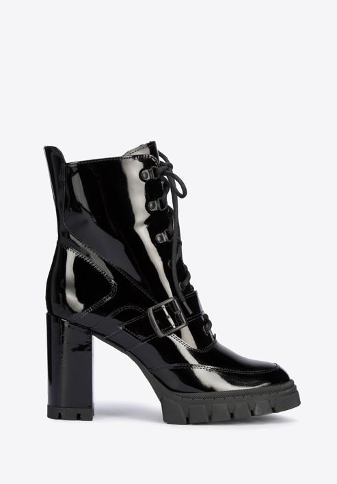 Leather high block heel boots, black, 95-D-801-1-38, Photo 1