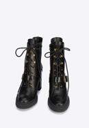 Leather high block heel boots, black-gold, 95-D-801-1-38, Photo 2