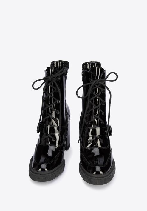 Leather high block heel boots, black, 95-D-801-1-36, Photo 2