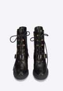 Leather high block heel boots, black-gold, 95-D-801-1L-37, Photo 3