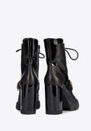 Leather high block heel boots, black-gold, 95-D-801-1L-40, Photo 4