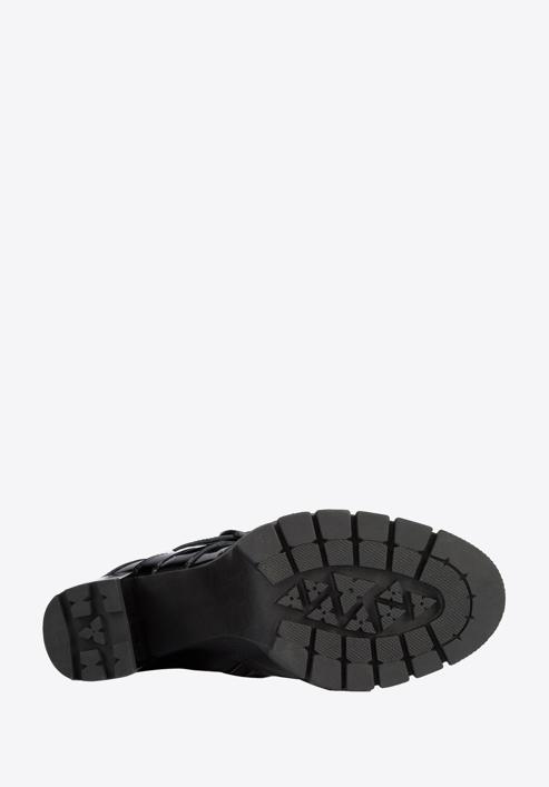Leather high block heel boots, black, 95-D-801-1-36, Photo 6