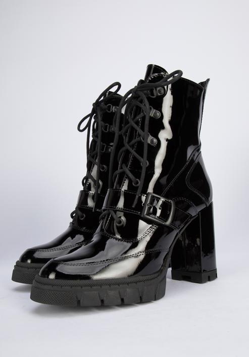 Leather high block heel boots, black, 95-D-801-1-40, Photo 7
