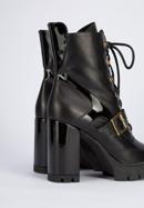 Leather high block heel boots, black-gold, 95-D-801-1L-40, Photo 8