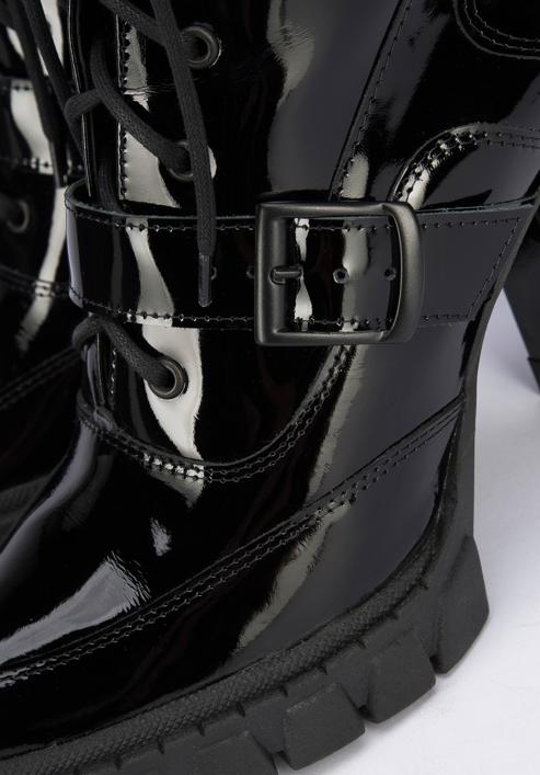 Leather high block heel boots, black, 95-D-801-1-36, Photo 8