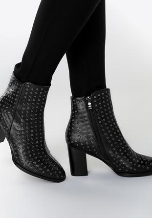 Women's studded ankle boots, black, 91-D-957-1-35, Photo 1