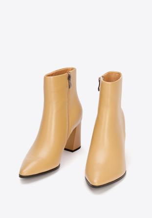 Flare-heeled boots, beige, 93-D-961-4-36, Photo 1