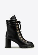 Leather block heel boots, black, 97-D-521-1W-35, Photo 1