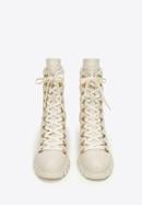 Leather block heel boots, cream, 97-D-521-1W-39, Photo 3