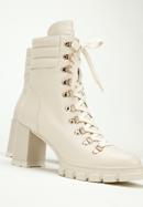 Leather block heel boots, cream, 97-D-521-1W-38, Photo 7