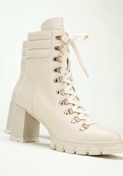 Leather block heel boots, cream, 97-D-521-1W-39, Photo 7