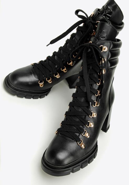 Leather block heel boots, black, 97-D-521-1W-39, Photo 7