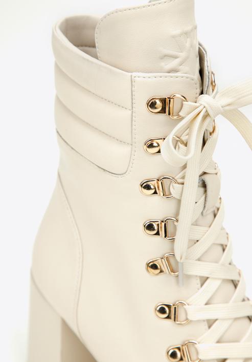 Leather block heel boots, cream, 97-D-521-1W-38, Photo 8