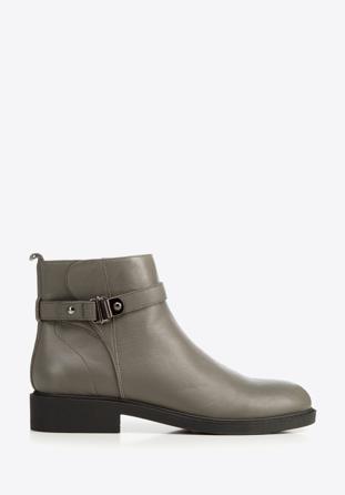 Leather ankle boots, grey, 93-D-552-8-40, Photo 1