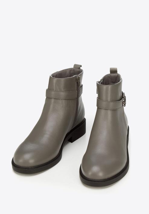 Leather ankle boots, grey, 93-D-552-1-37, Photo 2