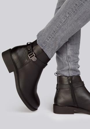 Leather ankle boots, black-graphite, 93-D-552-1-35, Photo 1