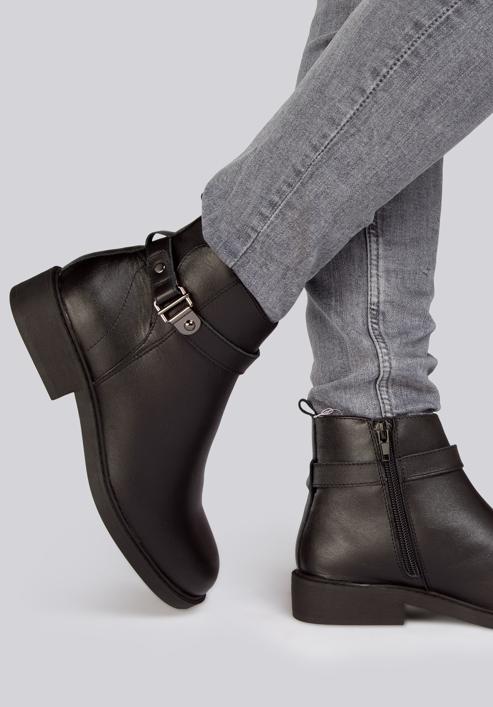 Leather ankle boots, black-graphite, 93-D-552-8-37, Photo 30