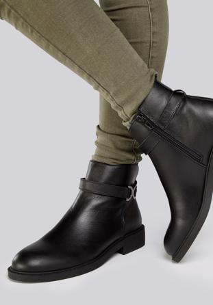 Leather ankle boots, black, 93-D-552-1D-36, Photo 1